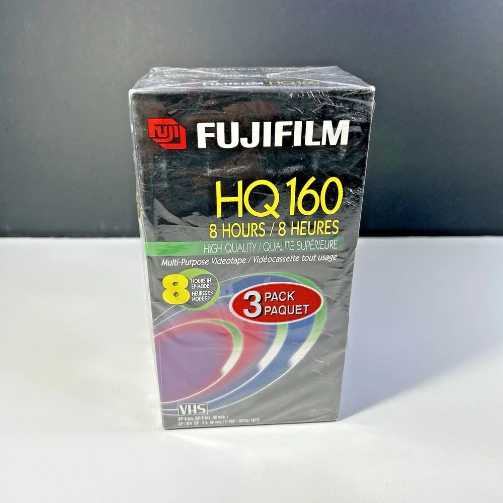 Fuji HQ 160 VHS High Quality 8 Hour Blank Video Cassette Tapes 3 Pack NEW Sealed
